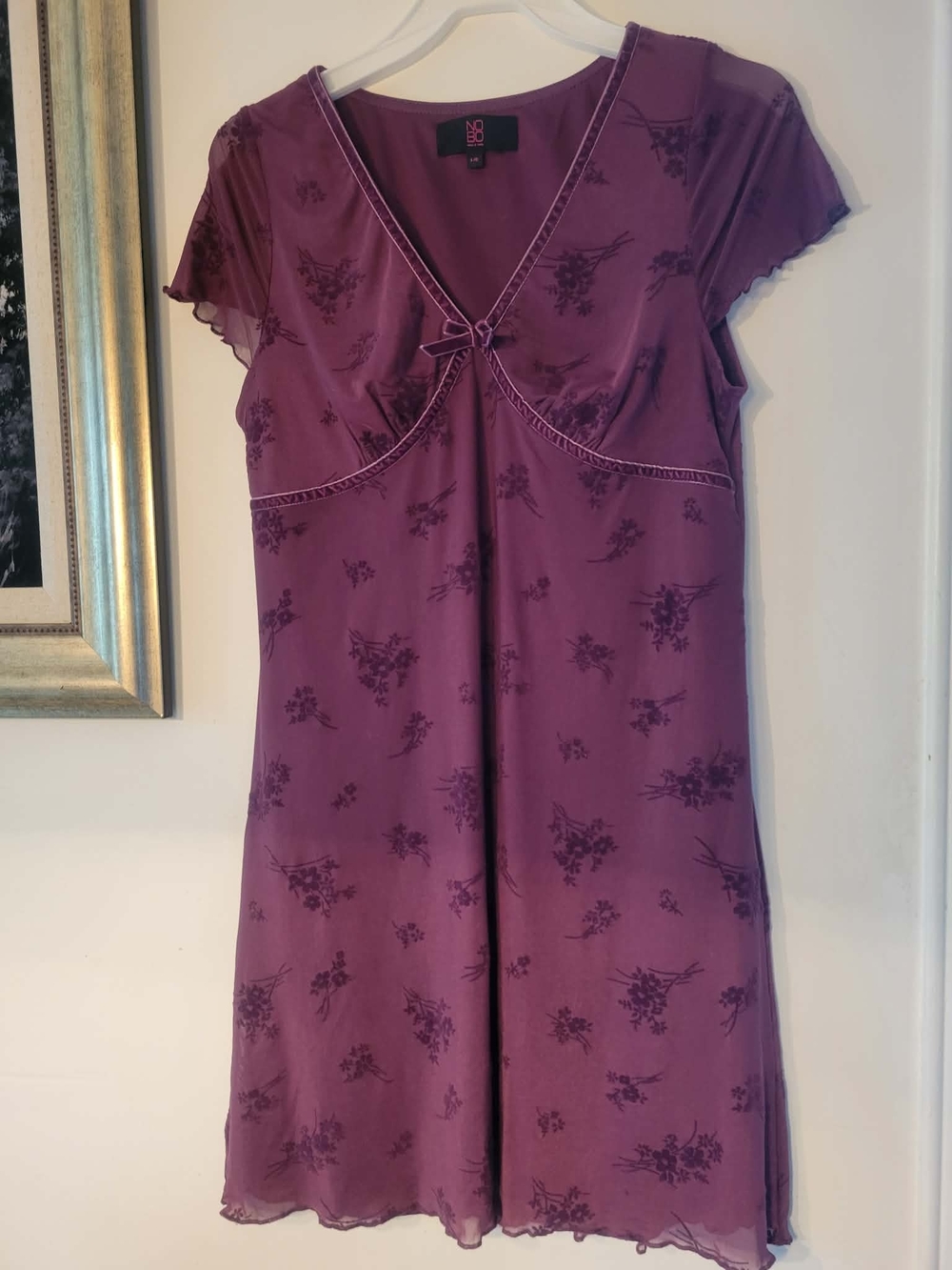 NOBO Plum Floral Lace-Trim Dress